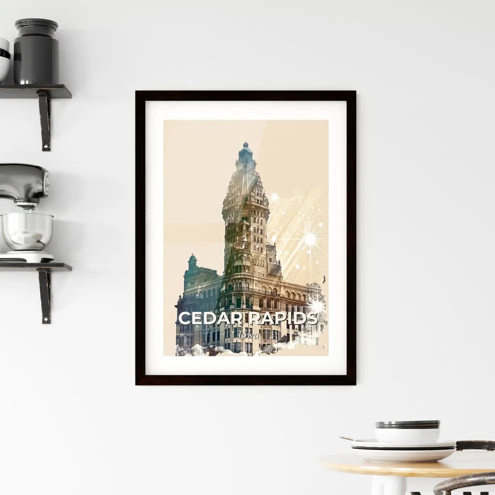 Cedar Rapids City Skyline Double Exposure Composite Framed Print