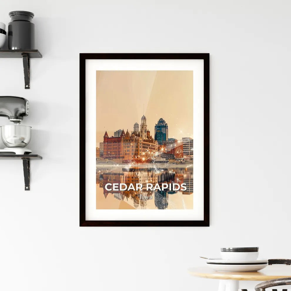Cedar Rapids Cityscape Art: Iconic Skyline and Architecture Framed Print