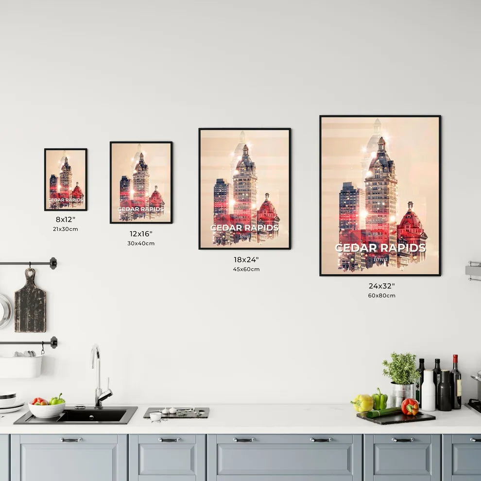 Cedar Rapids Skyline Double Exposure Art Poster Office Art