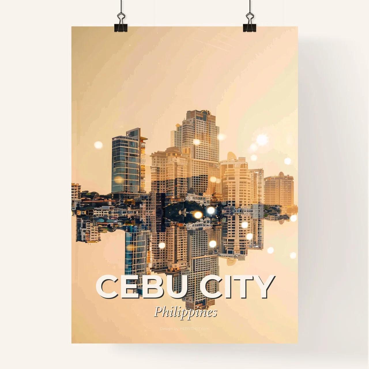 Cebu City Skyline Double Exposure Poster Poster