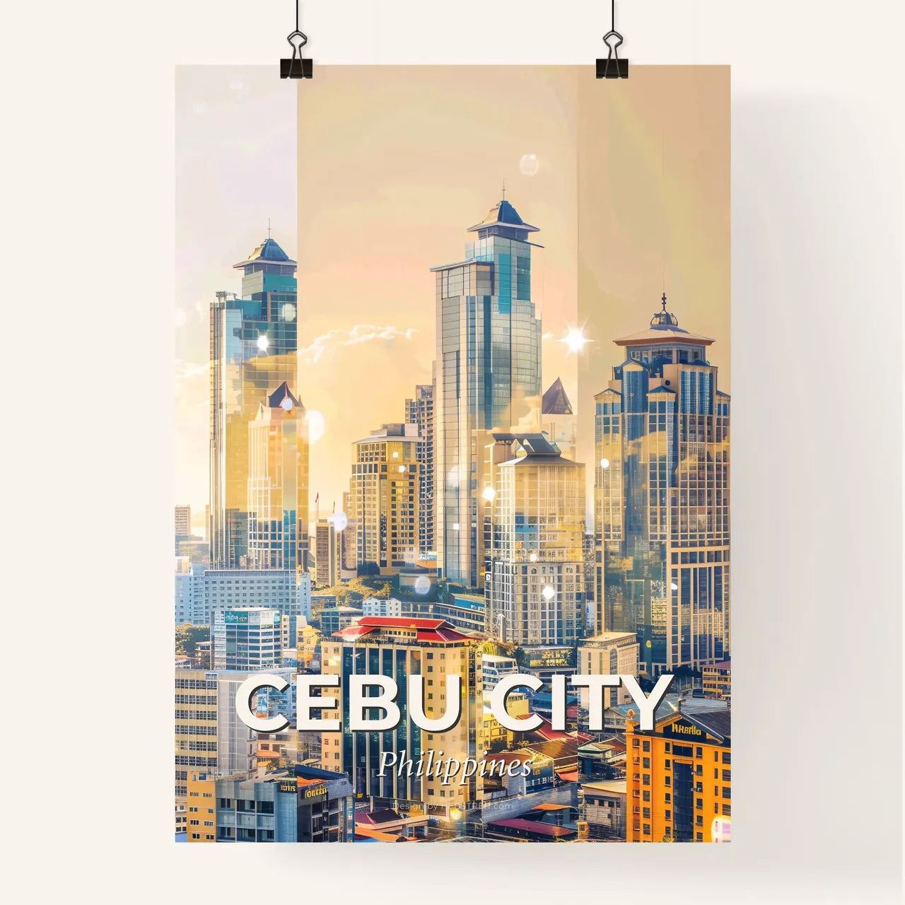 Cebu City Skyline Art: Philippine Architecture Beauty Poster