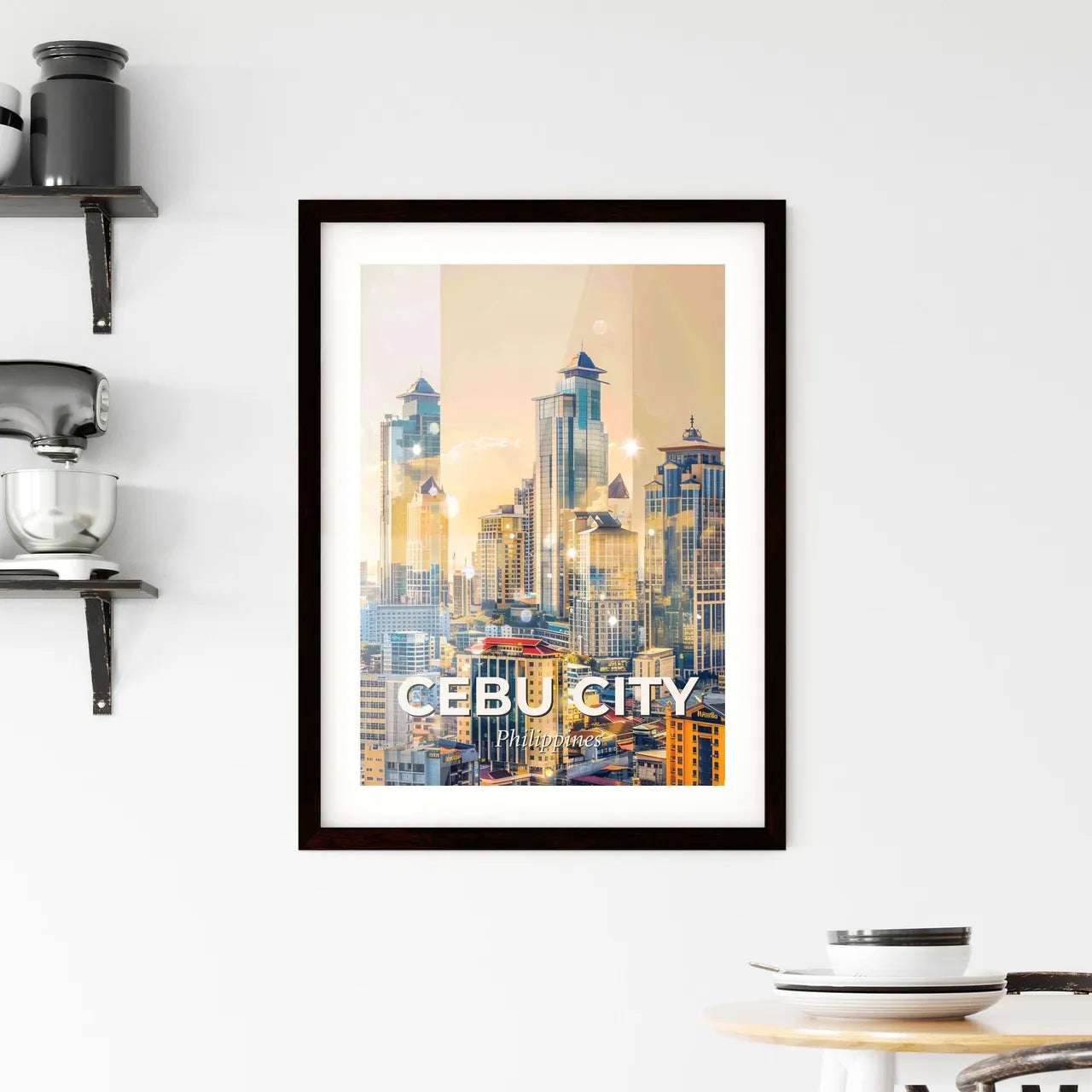 Cebu City Skyline Art: Philippine Architecture Beauty Framed Print