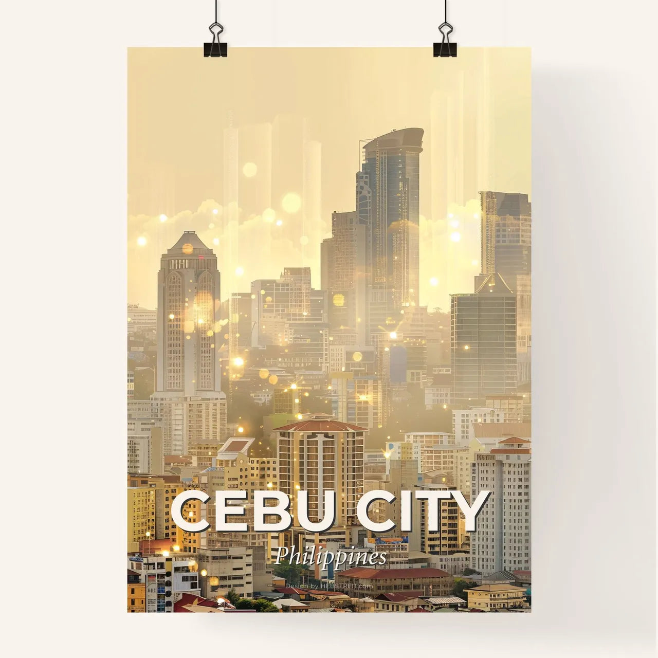 Cebu City Skyline Double Exposure Art Print Poster