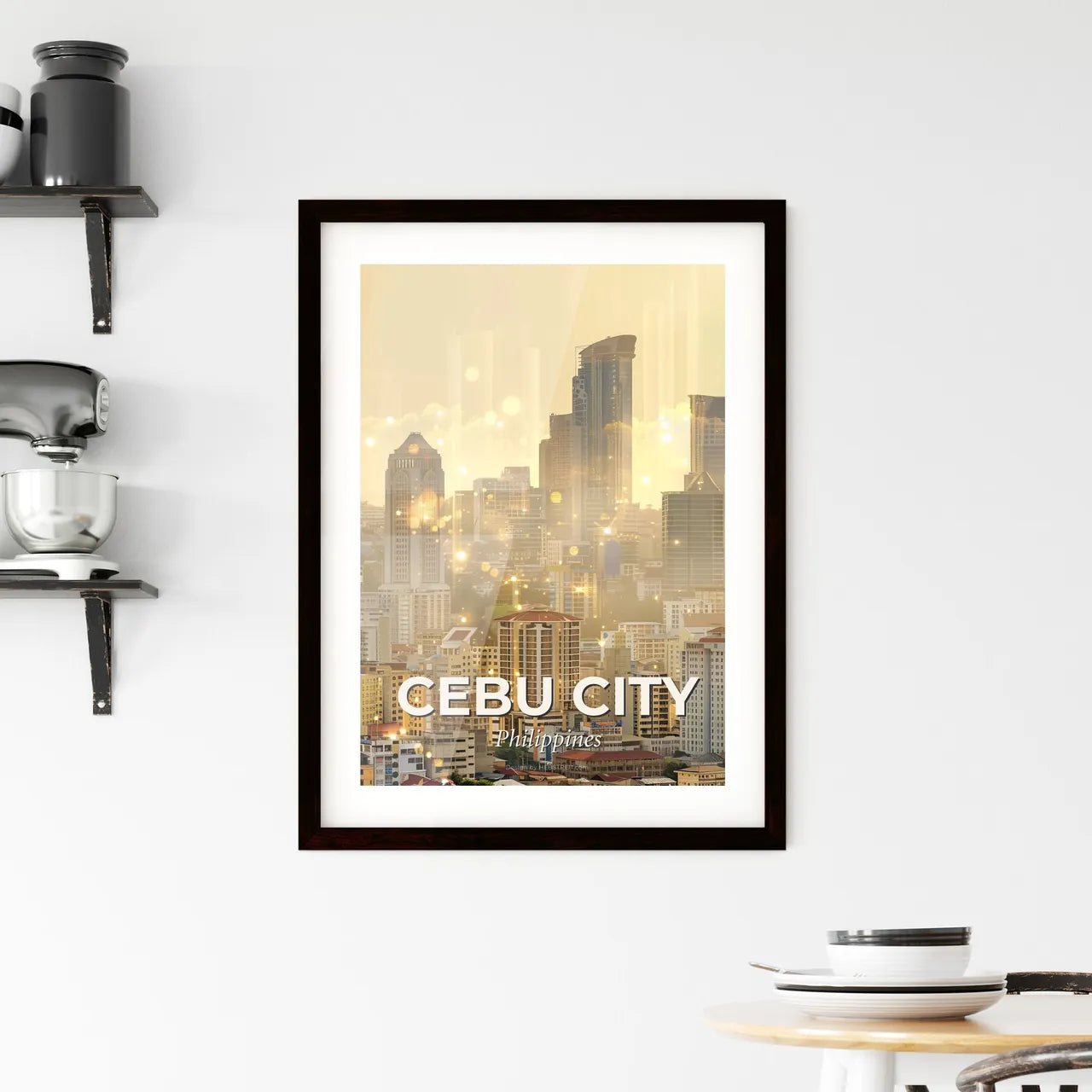 Cebu City Skyline Double Exposure Art Print Framed Print