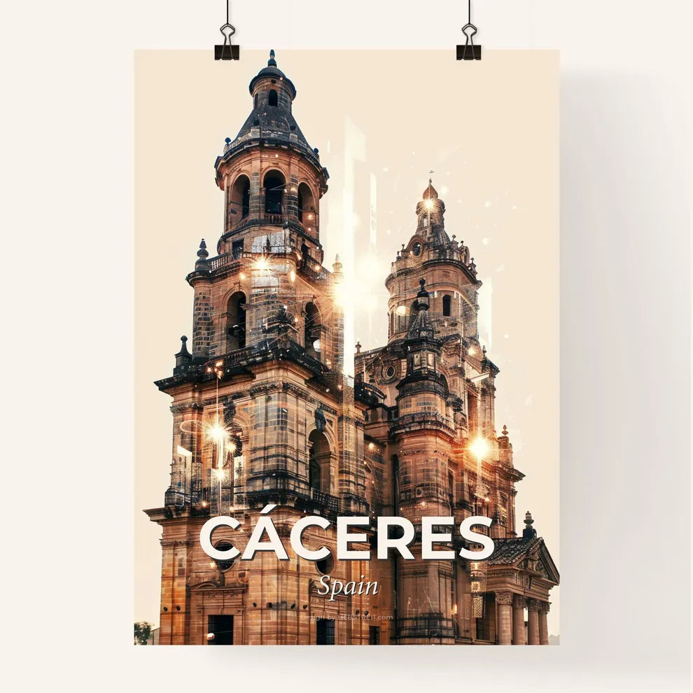 Caceres Skyline Double Exposure Poster Art Poster