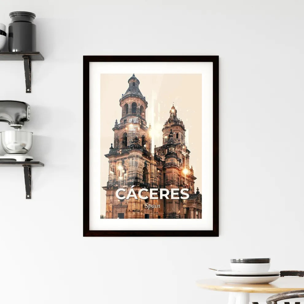 Caceres Skyline Double Exposure Poster Art Framed Print
