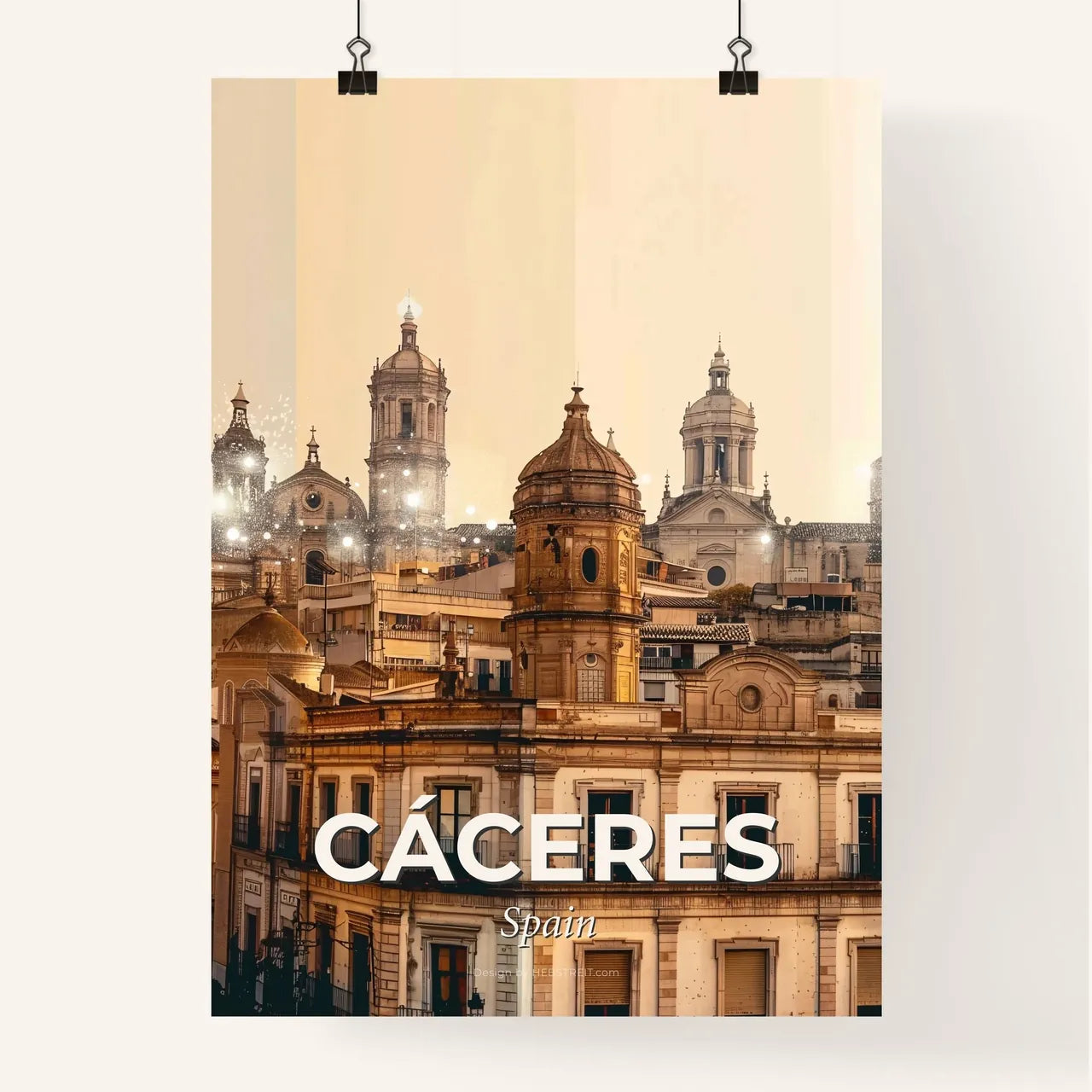 Cáceres Double Exposure Art Skyline Poster Poster