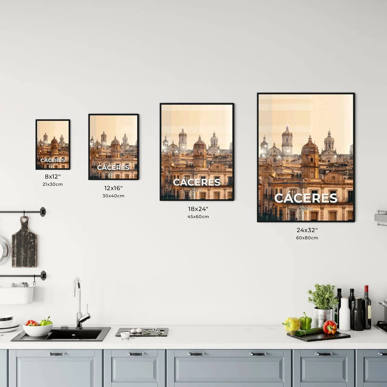 Cáceres Double Exposure Art Skyline Poster Office Art