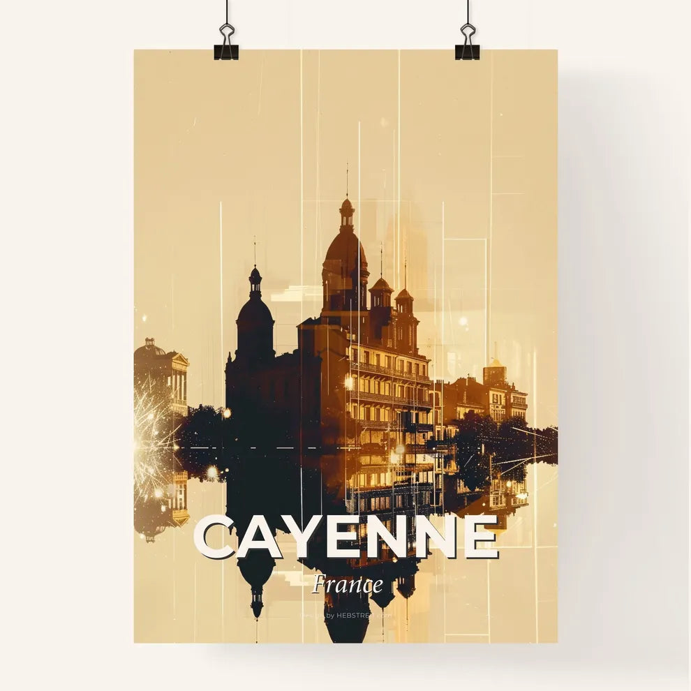 Cayenne Skyline Double Exposure Art Poster Poster