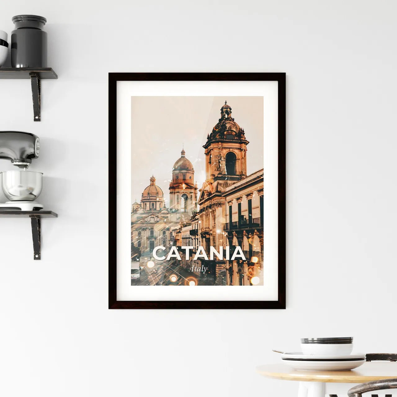 Catania Cityscape Art: Double Exposure Magic Framed Print