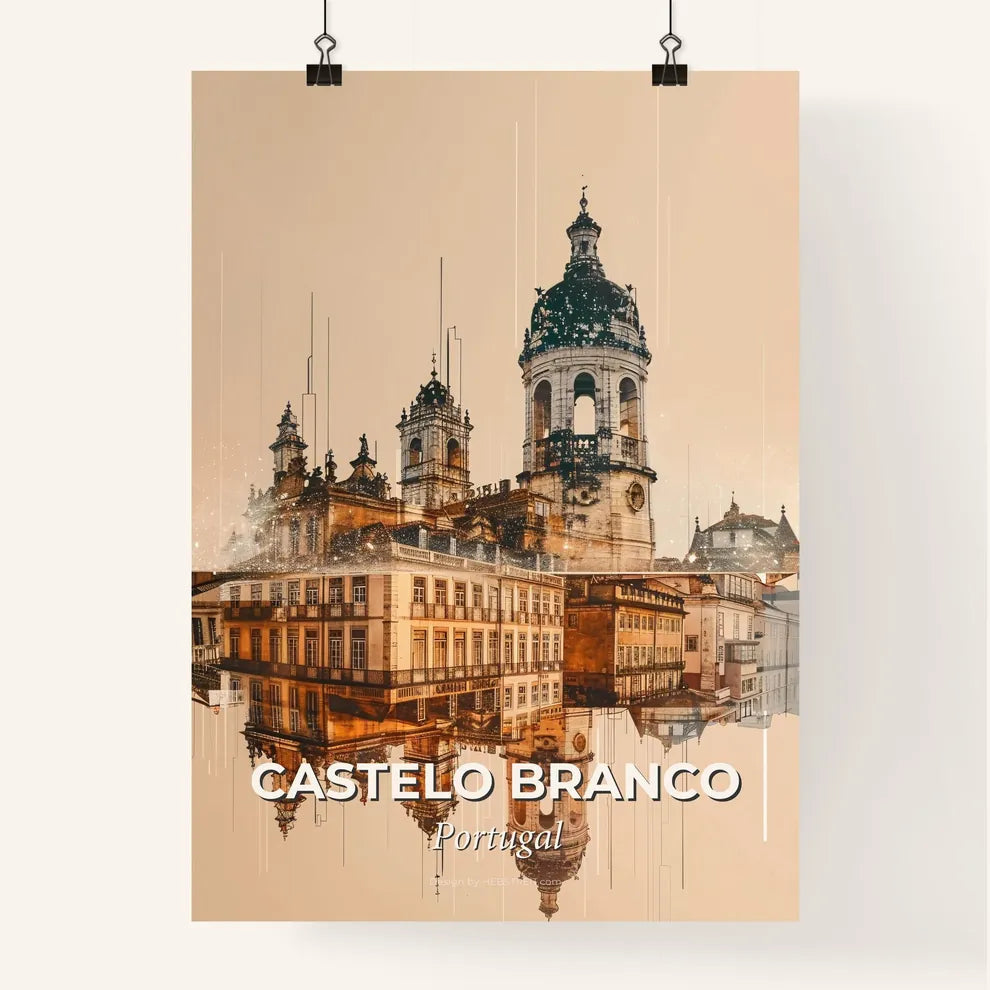Castelo Branco City Lights Skyline Art Poster