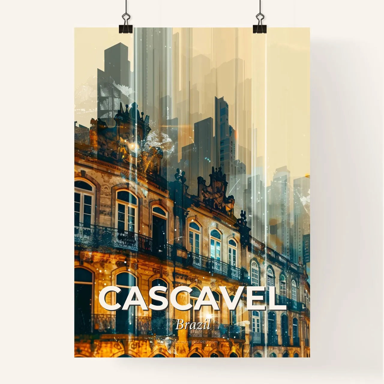 Cascavel: Iconic Skyline Art, Bright Beige Edition Poster