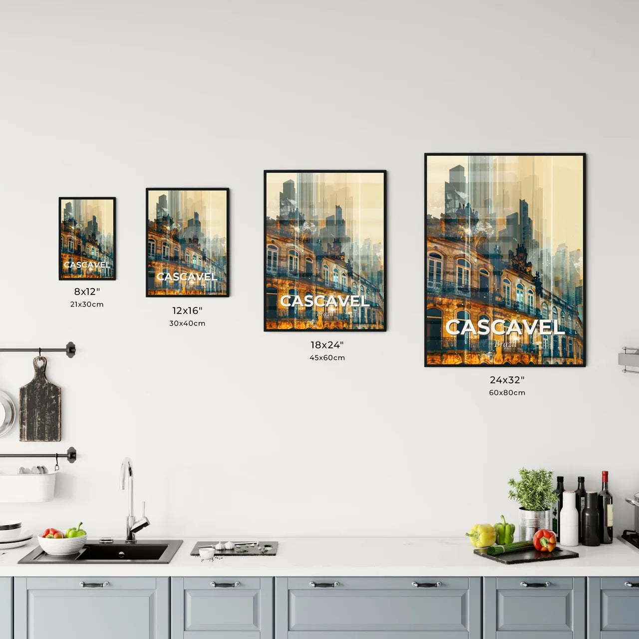 Cascavel: Iconic Skyline Art, Bright Beige Edition Office Art