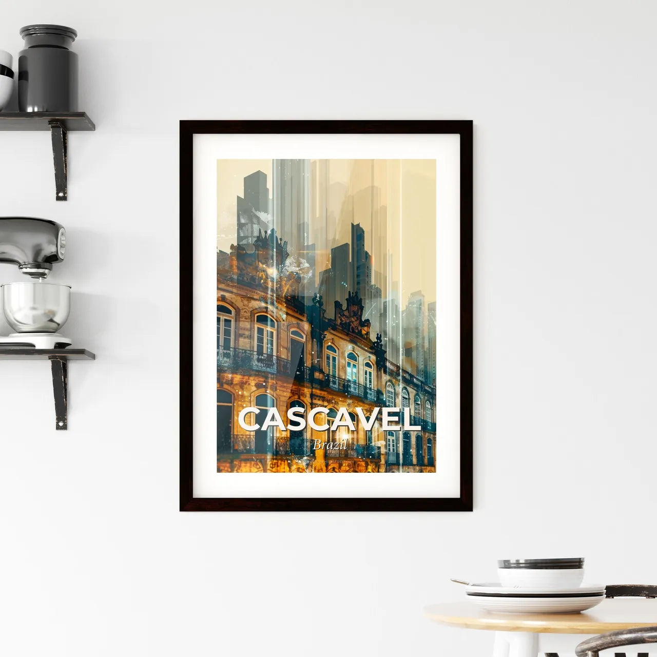 Cascavel: Iconic Skyline Art, Bright Beige Edition Framed Print