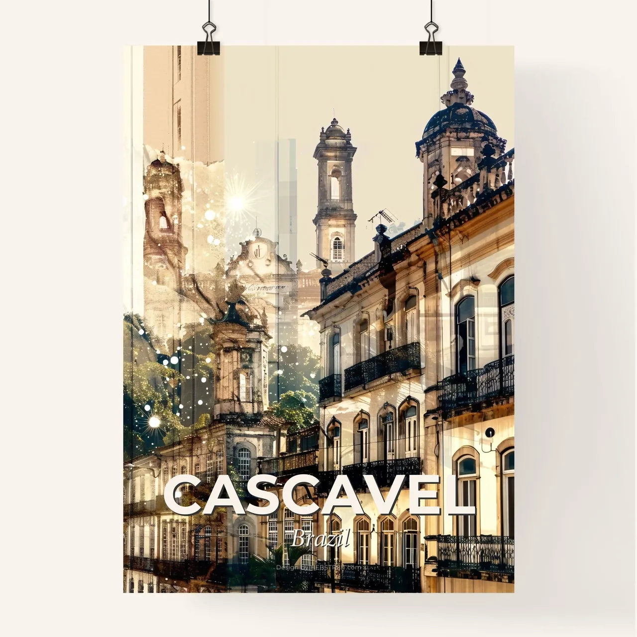 Cascavel: Double Exposure Skyline Art Symphony Poster