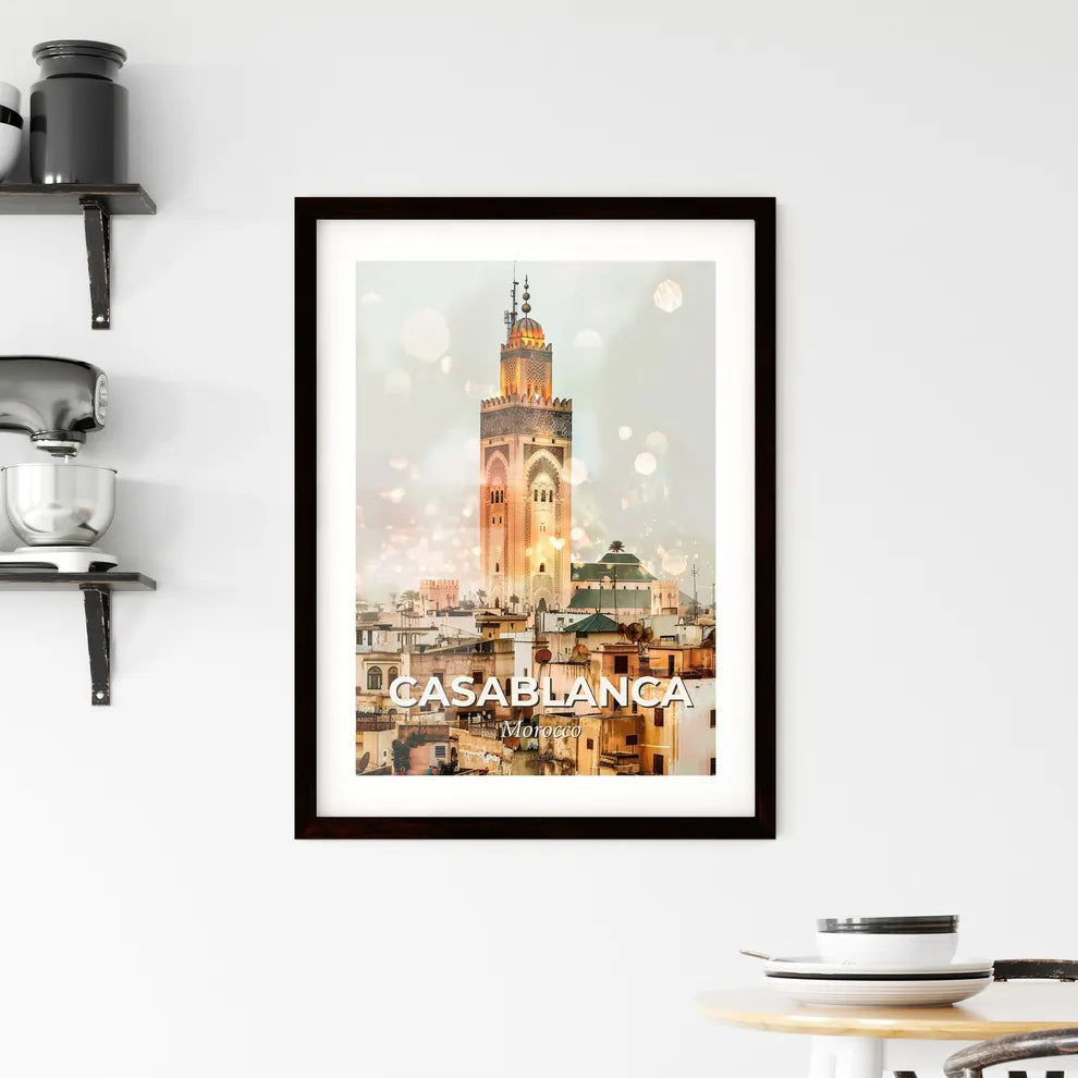 Casablanca Skyline Double Exposure Art Poster Framed Print