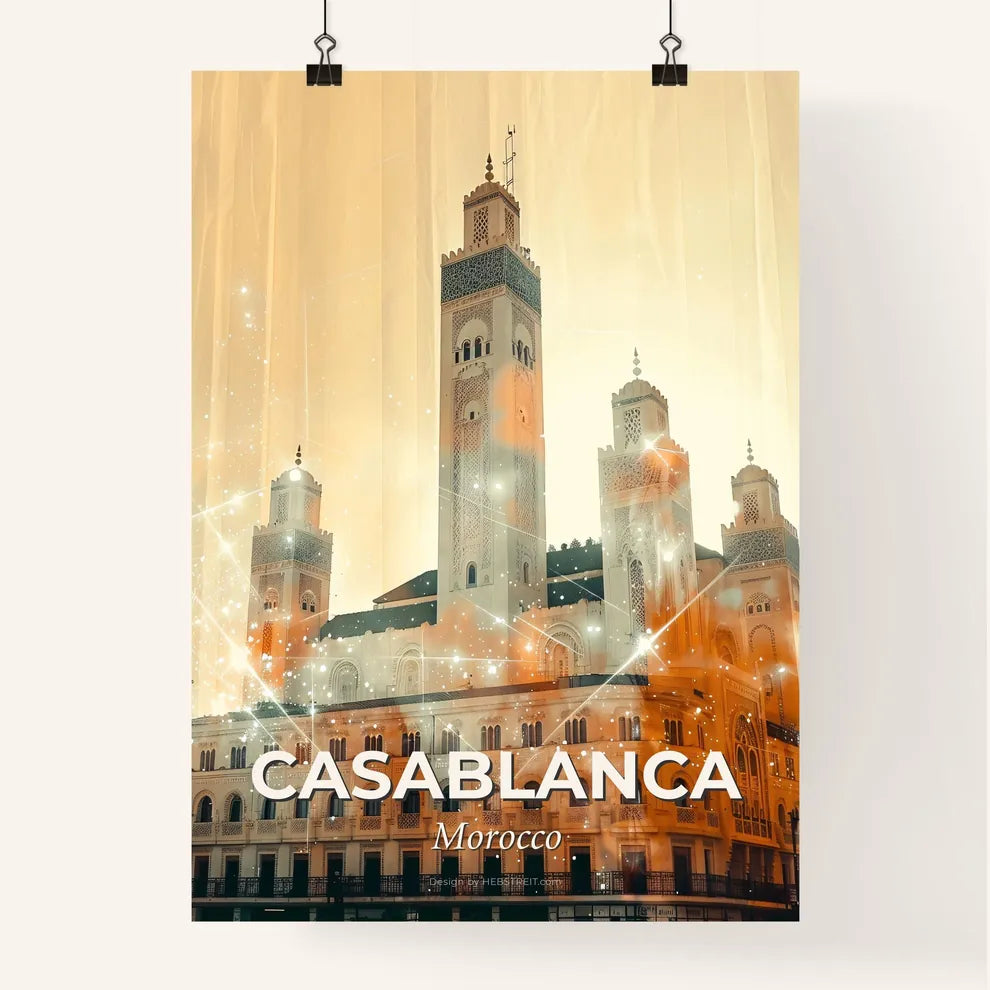 Casablanca Morocco Skyline Double Exposure Composite Art Poster