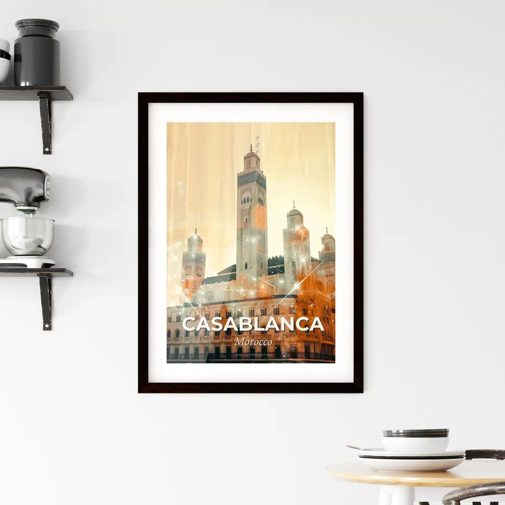 Casablanca Morocco Skyline Double Exposure Composite Art Framed Print