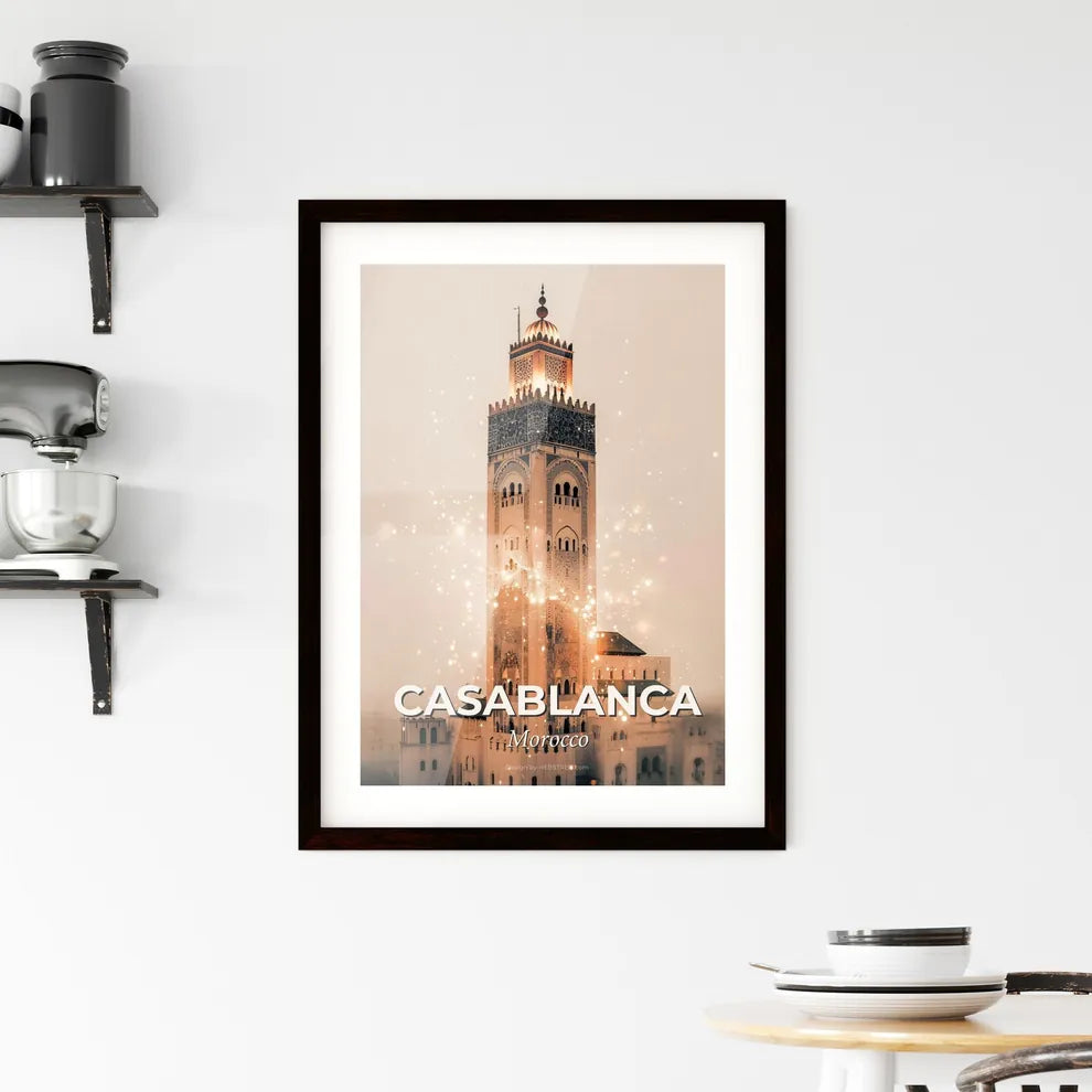 Casablanca Skyline Double Exposure Art Framed Print