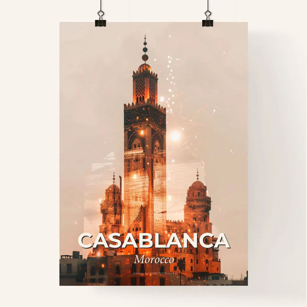Casablanca City Skyline Poster Double Exposure Poster