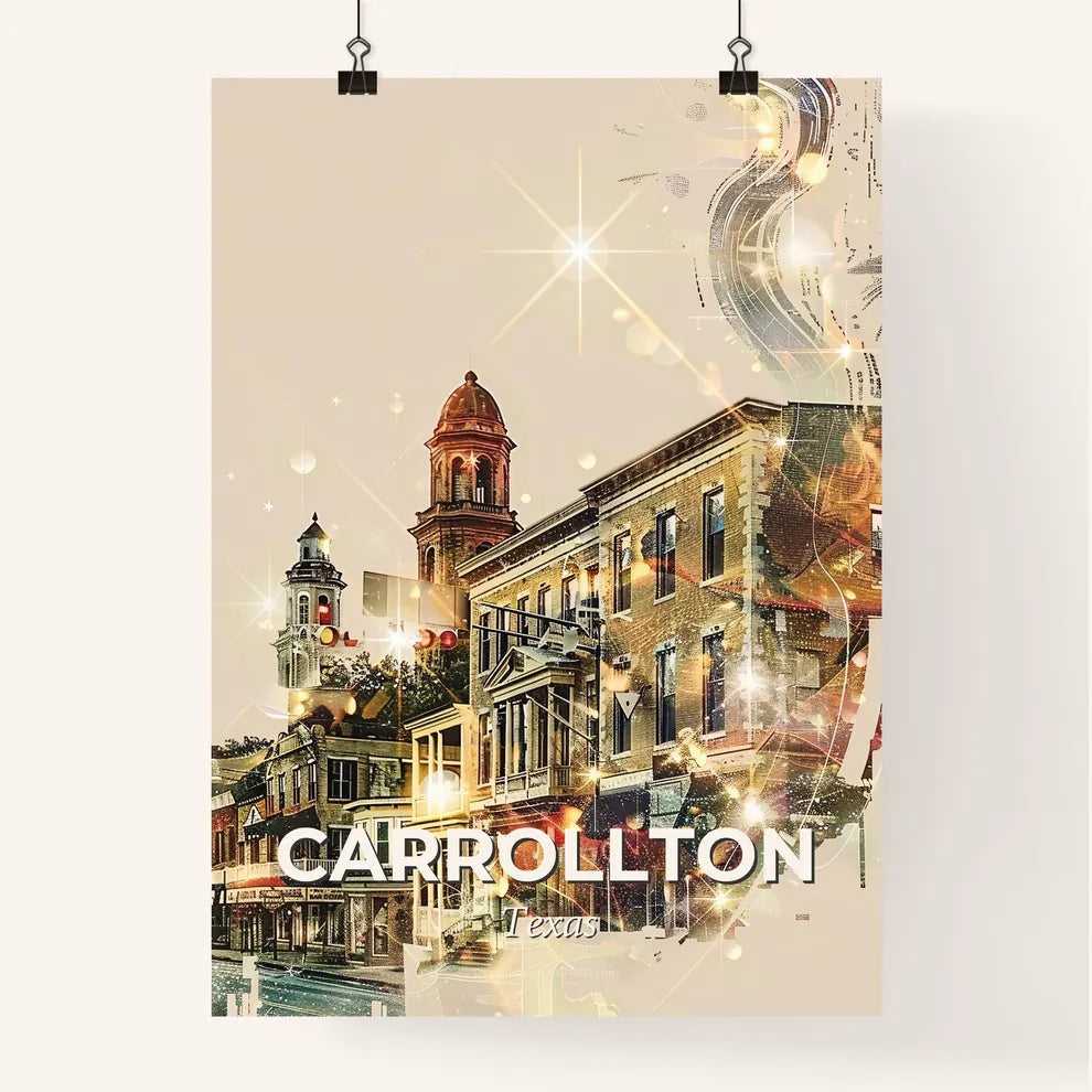 Carrollton Skyline Cityscape, Local Icons Poster Poster