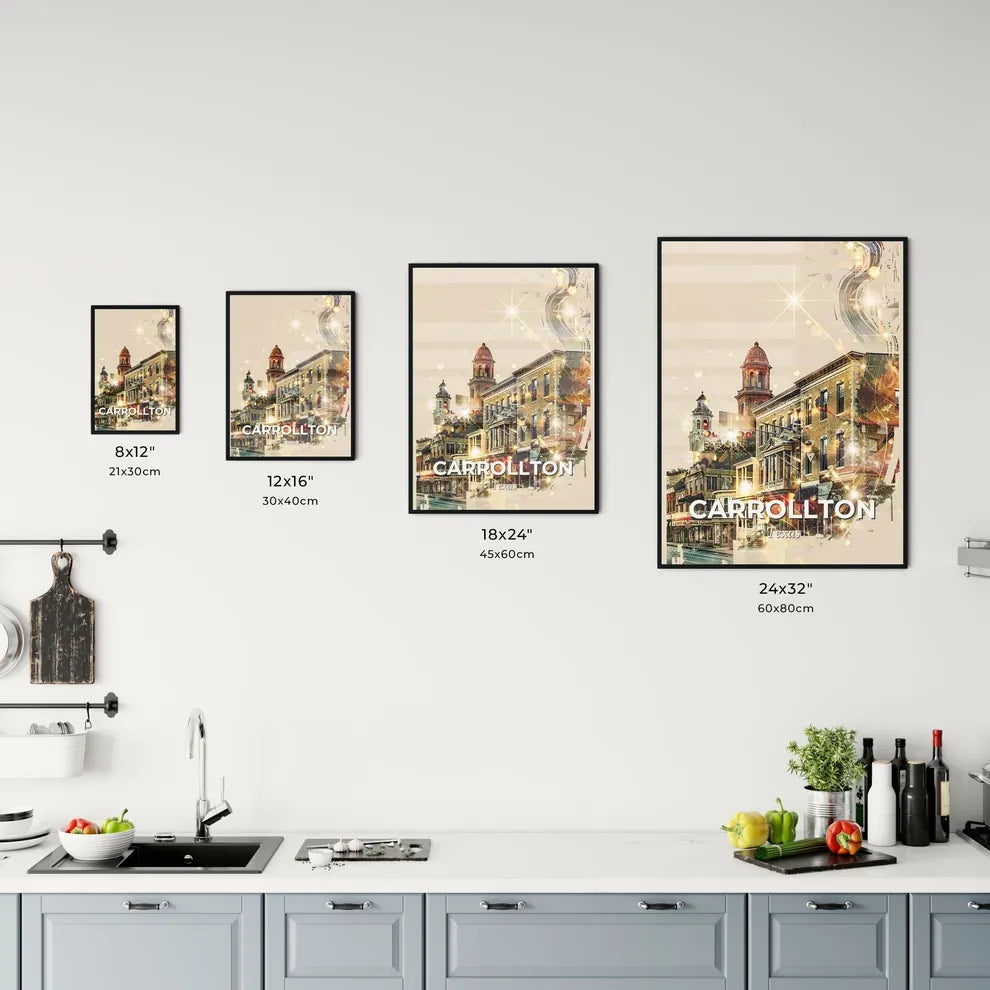 Carrollton Skyline Cityscape, Local Icons Poster Office Art