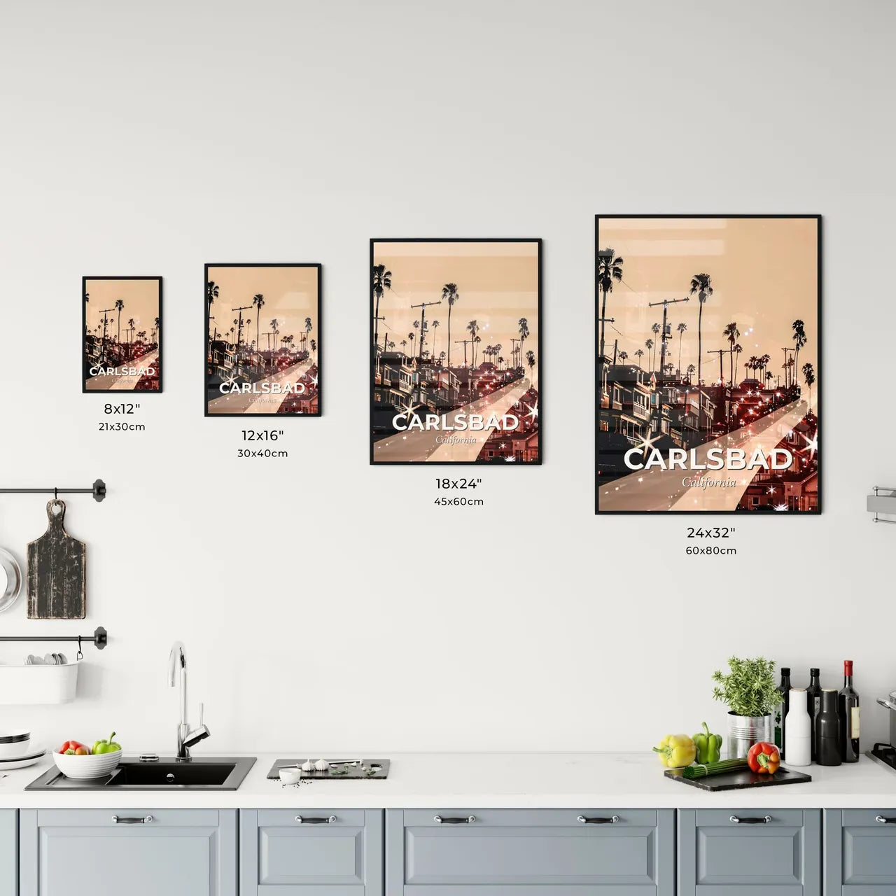 Carlsbad City Skyline Composite Art Bright Paper Office Art