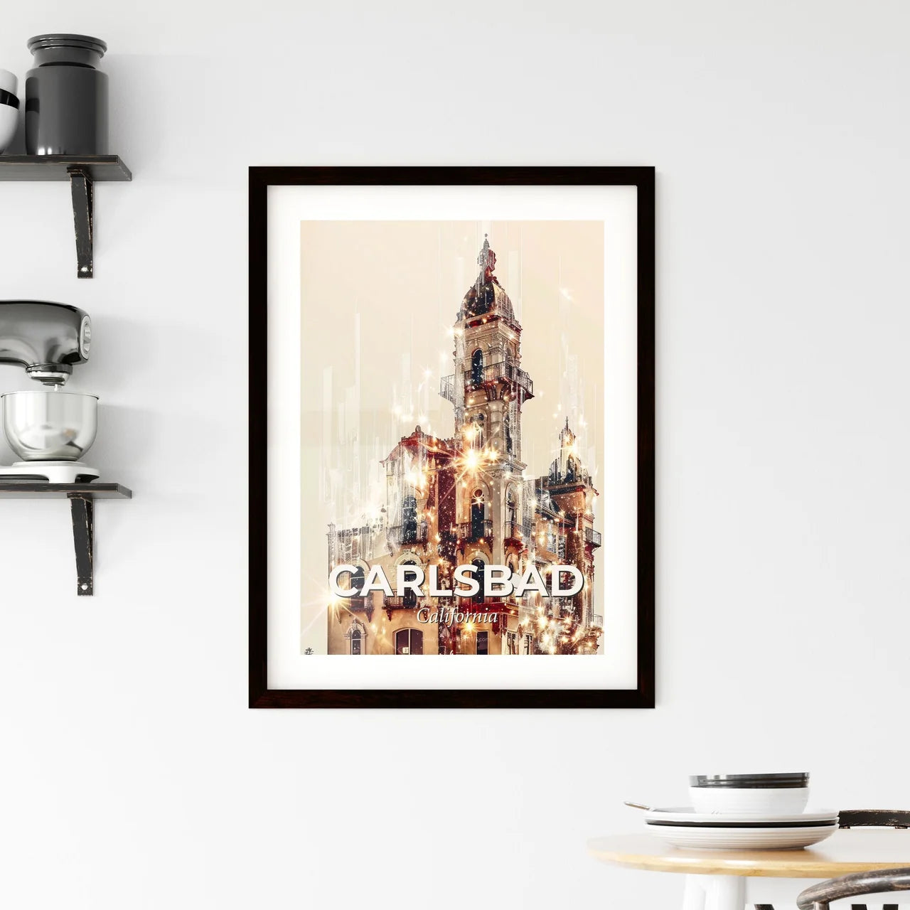 Carlsbad California City Skyline Art Print Framed Print
