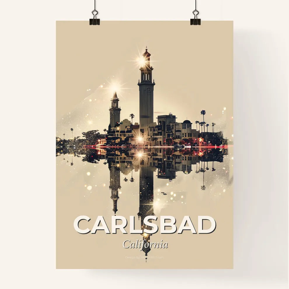 Carlsbad Skyline Composite Art: City Meets Icons Poster