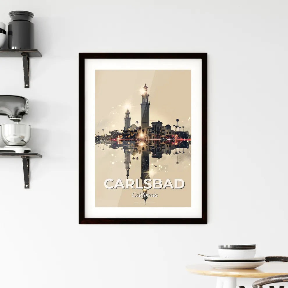 Carlsbad Skyline Composite Art: City Meets Icons Framed Print