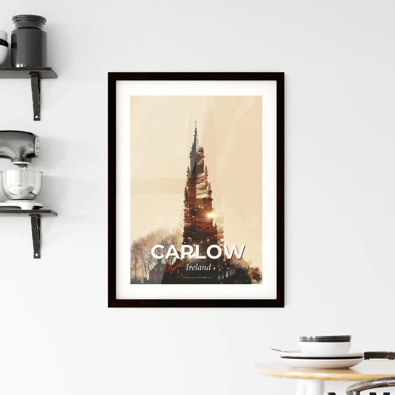 Carlow Skyline Double Exposure Silhouette Art Framed Print