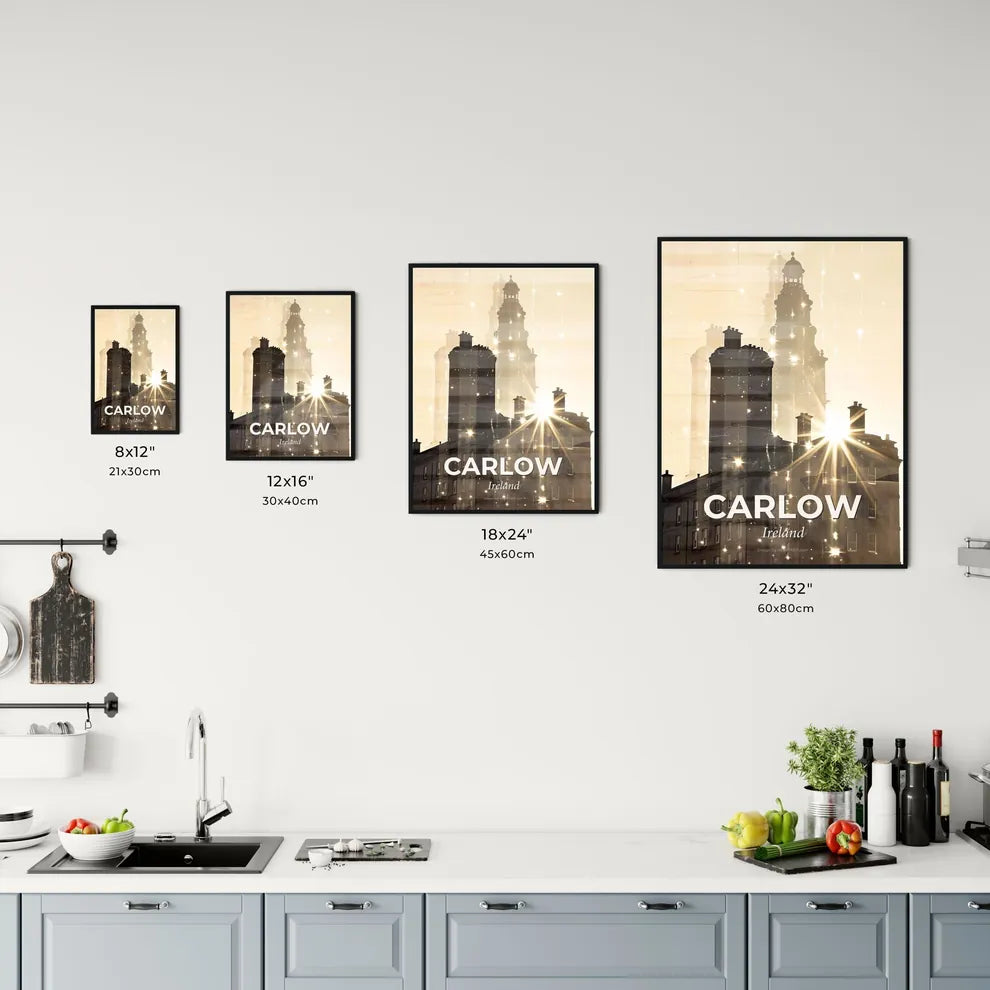 Carlow City Double Exposure Skyline Silhouette Office Art