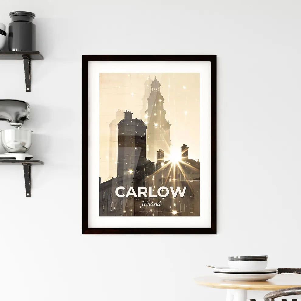 Carlow City Double Exposure Skyline Silhouette Framed Print