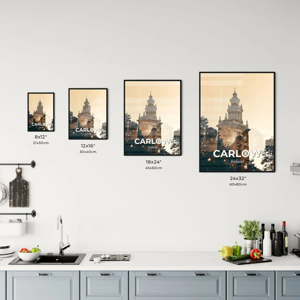 Carlow City Skyline Silhouette Double Exposure Poster Art Office Art