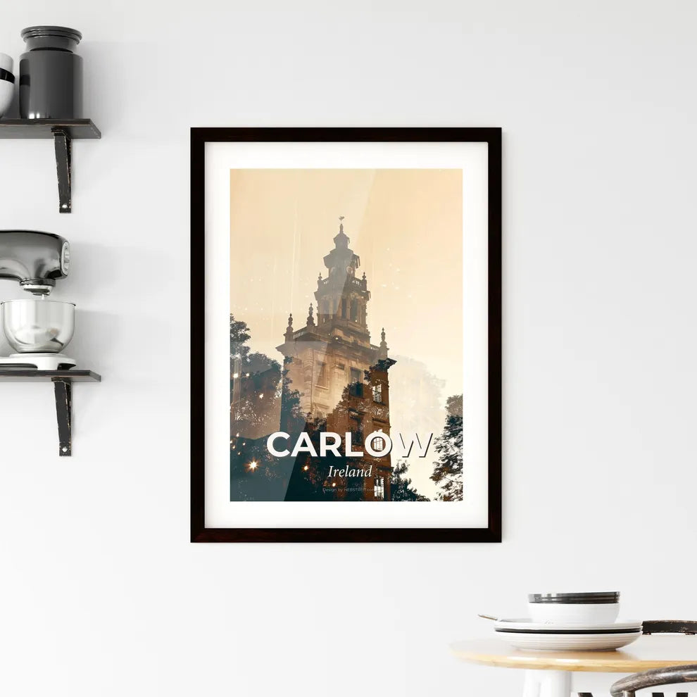 Carlow City Skyline Silhouette Double Exposure Poster Art Framed Print