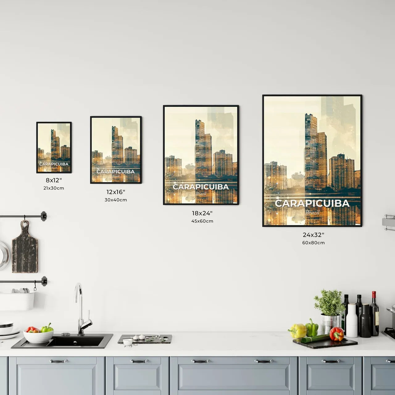 Carapicuiba, Brazil: Skyline Composite Art Poster Office Art