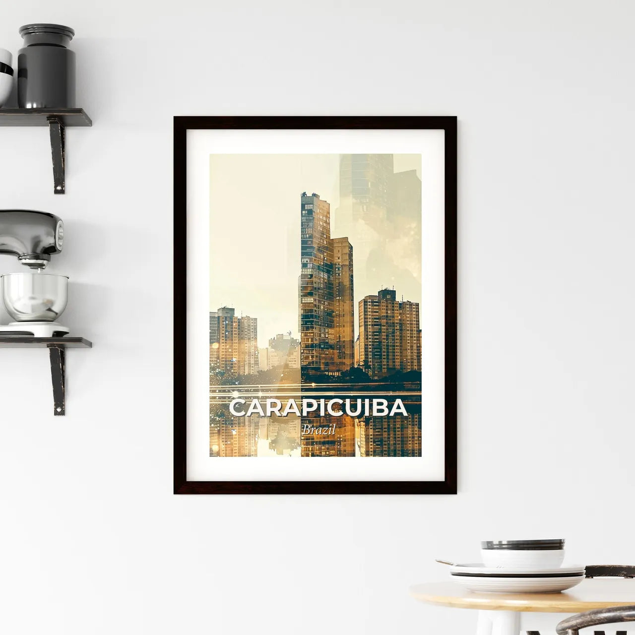 Carapicuiba, Brazil: Skyline Composite Art Poster Framed Print