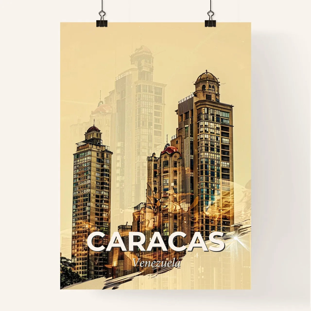 Caracas Skyline Composite Art Poster Poster