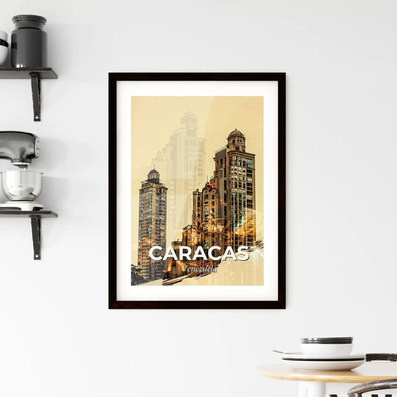 Caracas Skyline Composite Art Poster Framed Print