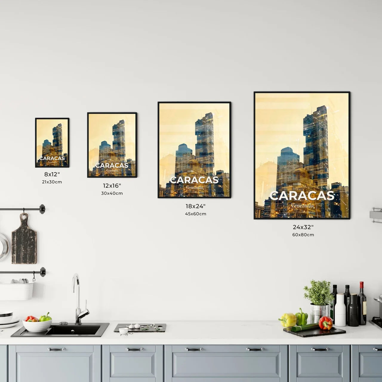 Caracas City Lights: Art Nouveau Poster Print Office Art