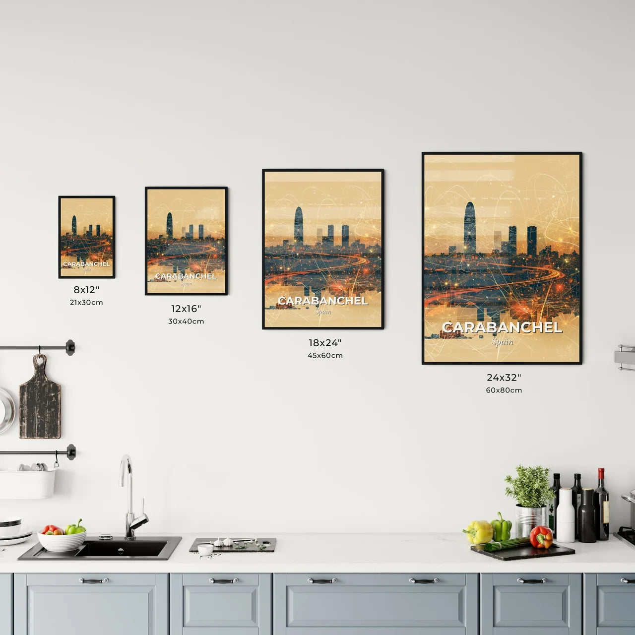 Carabanchel, Spain: Cityscape Sparkle Poster Office Art