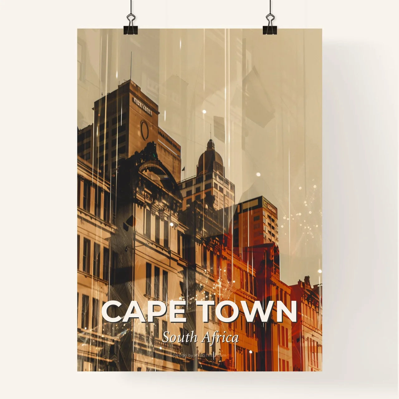 Cape Town City Skyline Night Dreamy Poster Poster