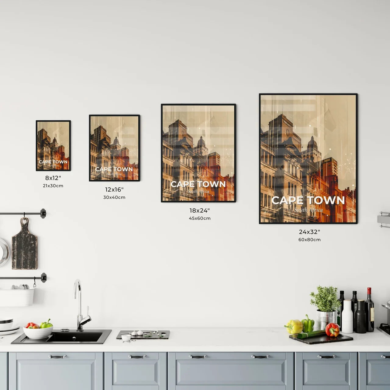 Cape Town City Skyline Night Dreamy Poster Office Art
