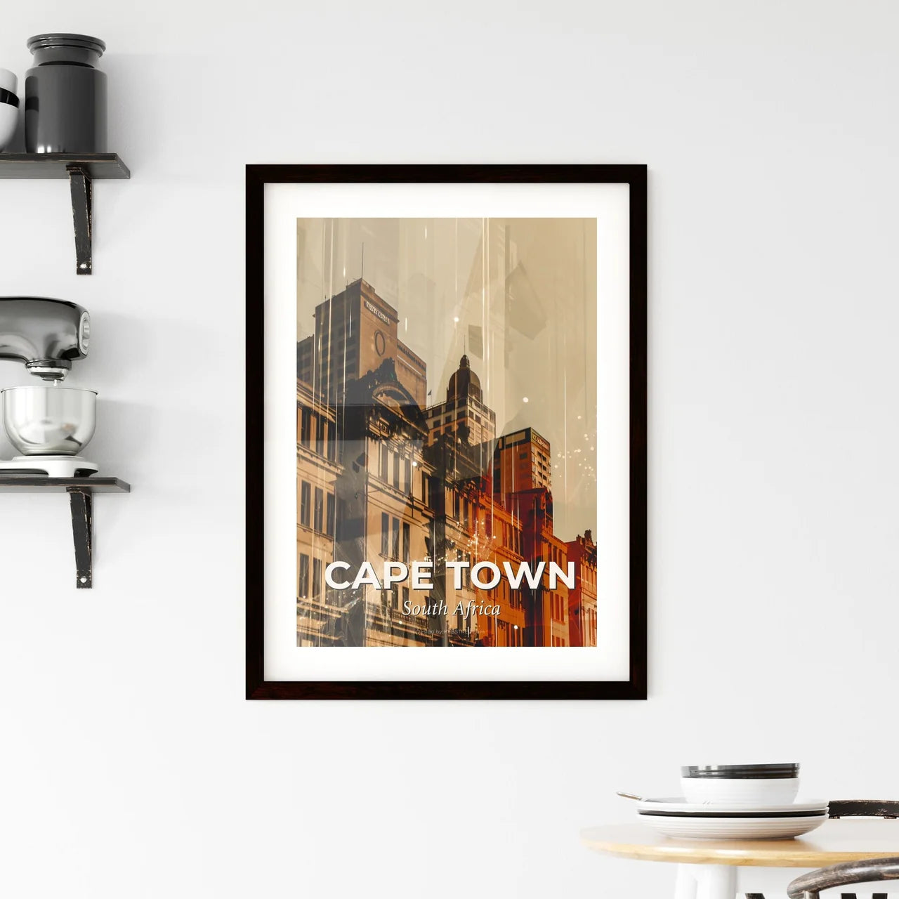 Cape Town City Skyline Night Dreamy Poster Framed Print