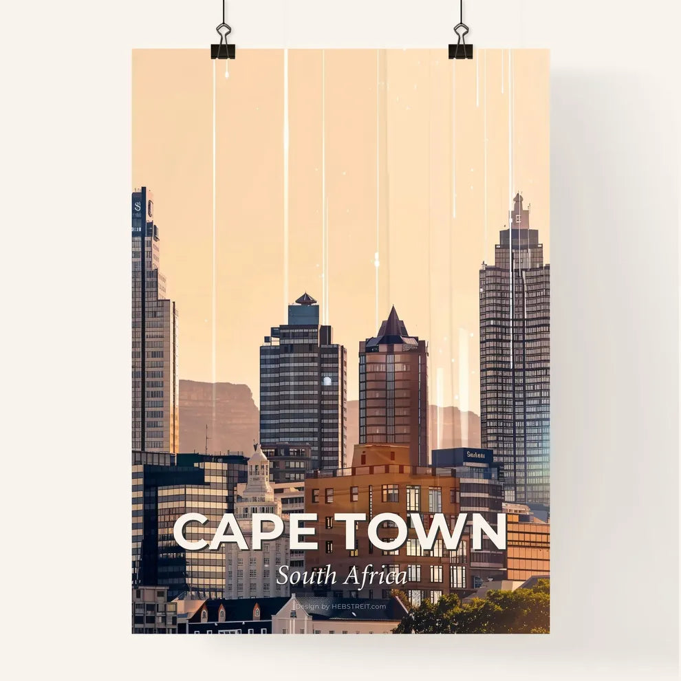 Cape Town City Skyline Double Exposure Artistry Poster