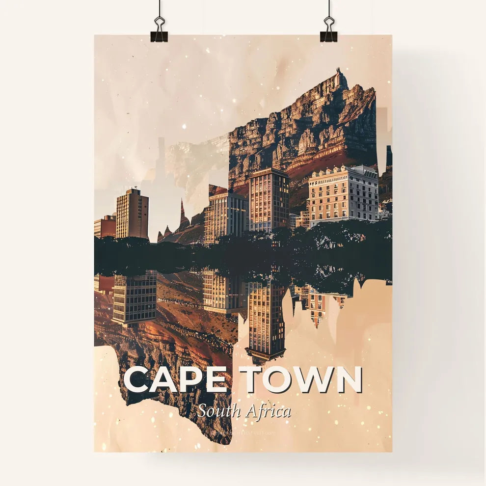 Cape Town Skyline Double Exposure Art Poster