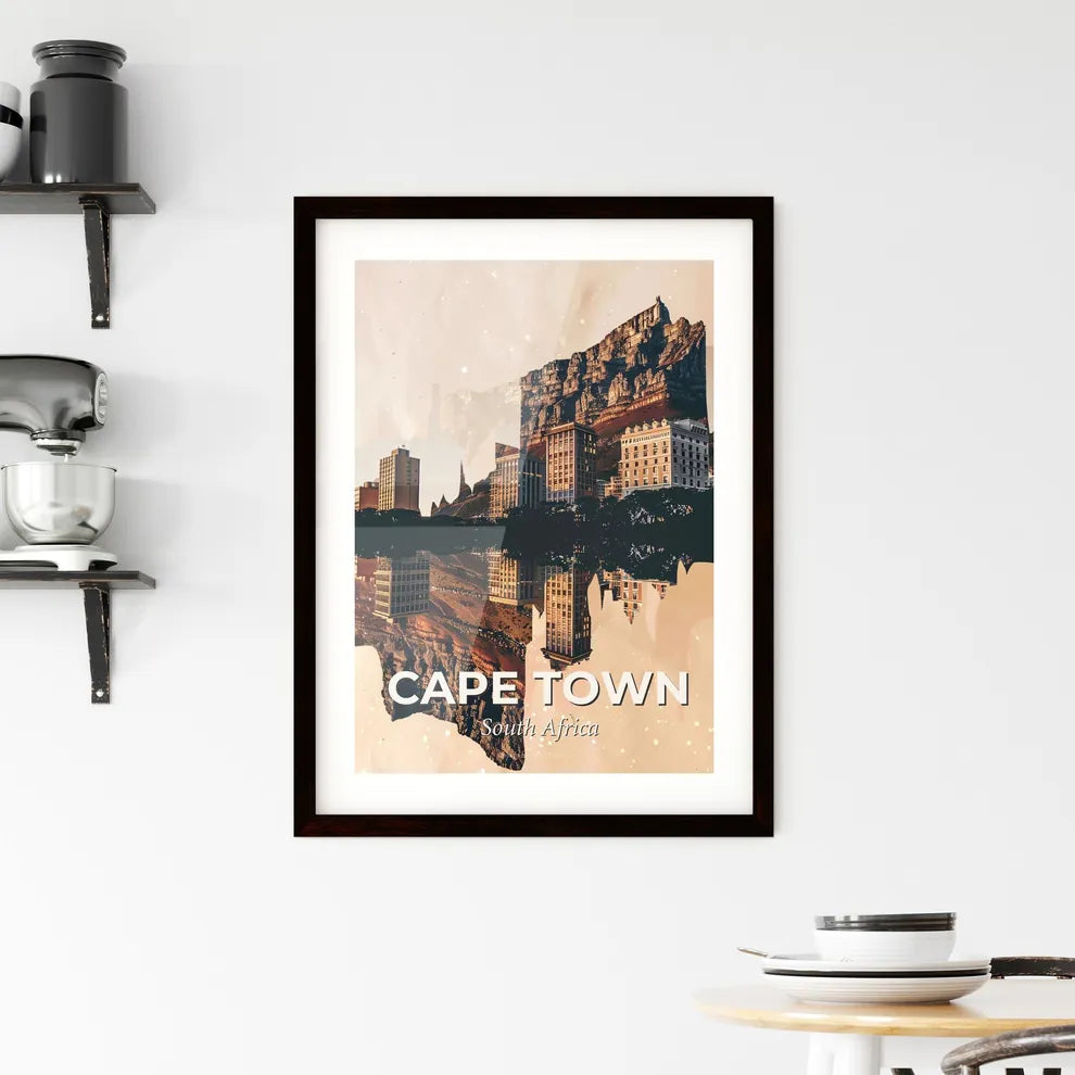 Cape Town Skyline Double Exposure Art Framed Print