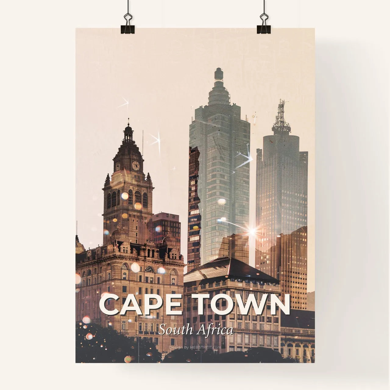 Cape Town Skyline Double Exposure Poster Art Poster