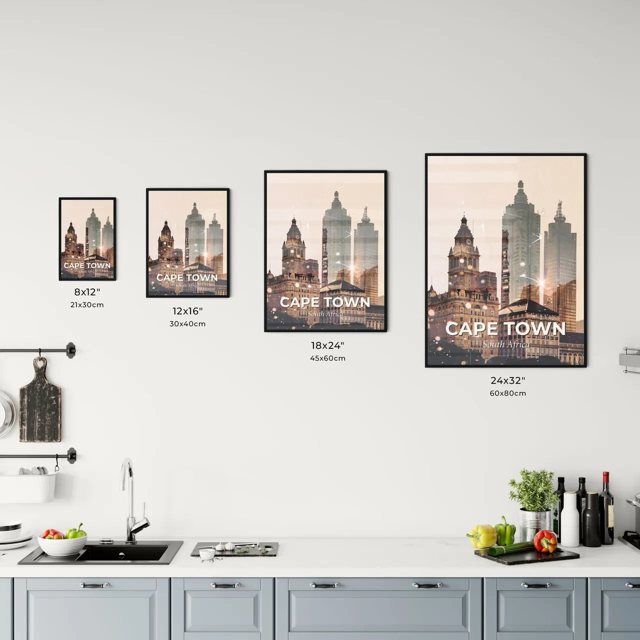 Cape Town Skyline Double Exposure Poster Art Office Art