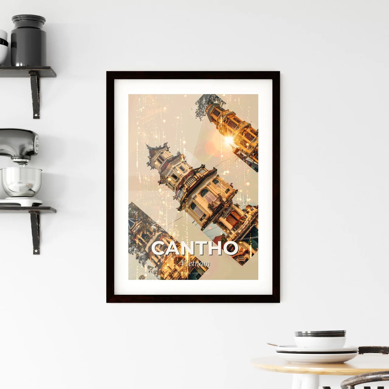 Cantho, Vietnam: Lights and Icons of the Skyline Framed Print